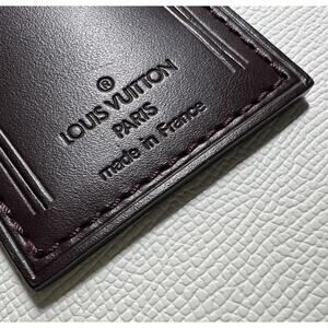 Louis Vuitton Name Tag Maroon Leather Bordeaux Burgundy Goldtone
